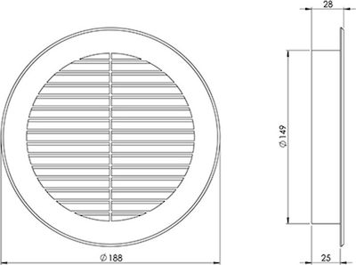 Europlast 101- Round Vent Louver with Sieve 15x15cm