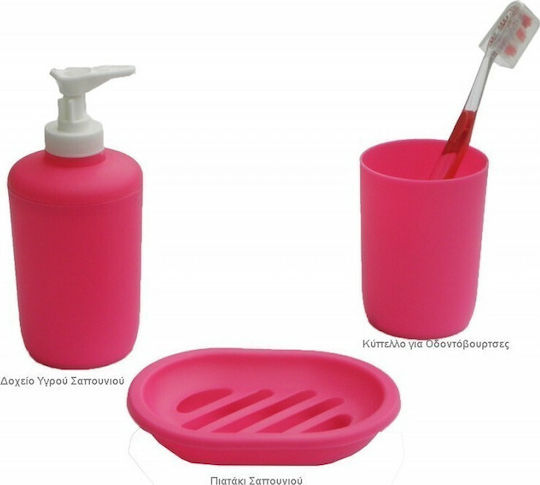 Viopros Set Accesorii Pentru Baie Din Plastic Roz 3 Bucăți