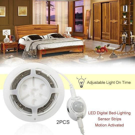 Wasserdicht LED-Streifen 12V Warmes Weiß Licht 2x1.2m Typ SMD2835 mit Bewegungssensor & Netzteil