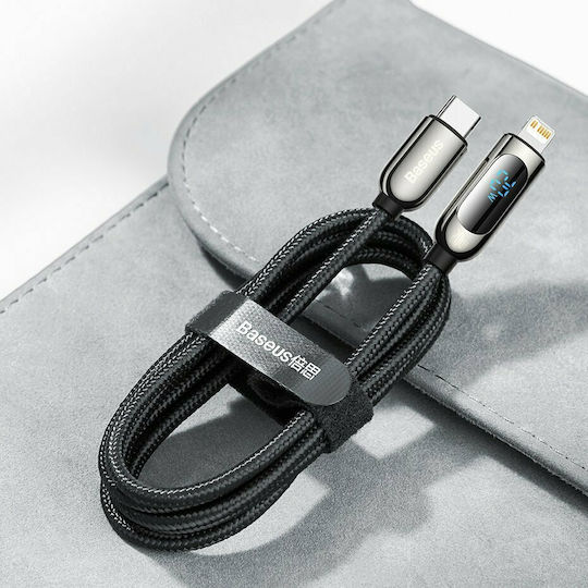 Baseus Display Плетена USB-C към Lightning кабел 20W Черен 2м (CATLSK-A01)