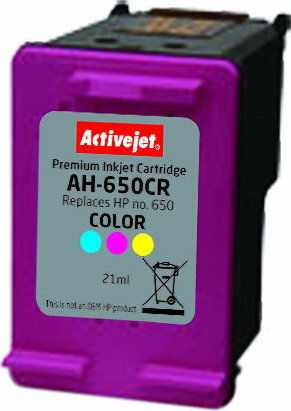 Active Jet Inkjet Printer Compatible Ink HP 650 CZ102AE 420 Pages 21ml Multiple (Color)