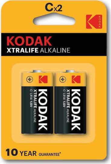 Kodak 2 Pack Alkaline Batteries C Xtralife 1.5V
