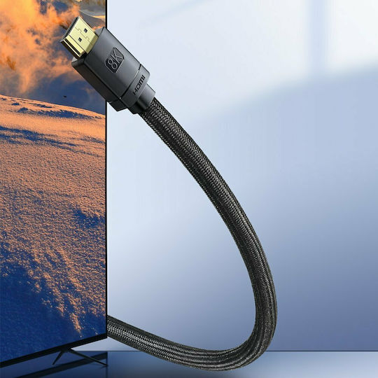 Baseus HDMI 2.1 Ултра Висока Скорост 48Gbps 4K 120Hz HDR VRR Плетен Кабел HDMI мъжки - HDMI мъжки 3m Черен