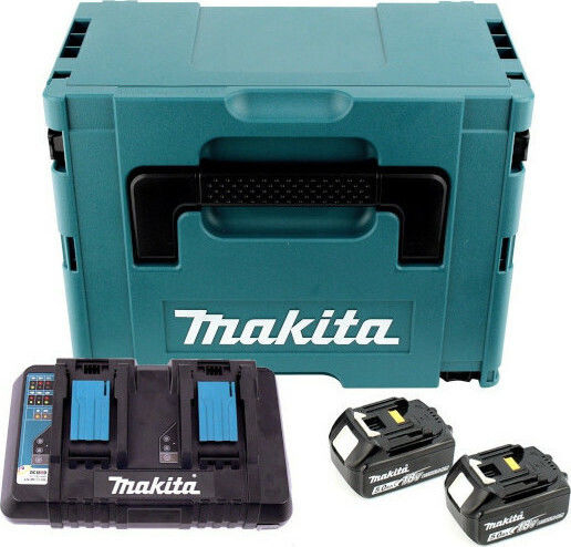 Makita Set 2 Baterii Unelte Litiu 18V Capacitate 5Ah cu Încărcător DC18RD