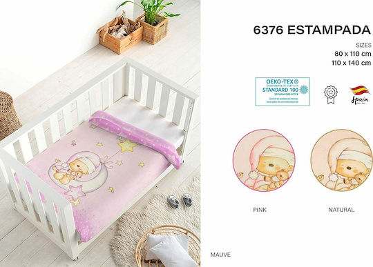Piel SA Blanket Spanish Nursery Swaddling Blankets 6376 Bear Moon Velvet Lilac 80x110cm