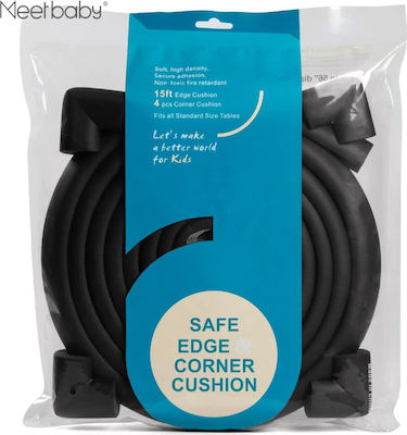 Meetbaby Suprafețe Protecție cu închizător Hoop & Loop din Plastic în Culoare Negru 450εκ. 5buc