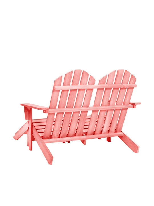 Ξαπλώστρα Διπλή Ξύλινη Adirondack Ροζ 119.5x147.5x89.5εκ.