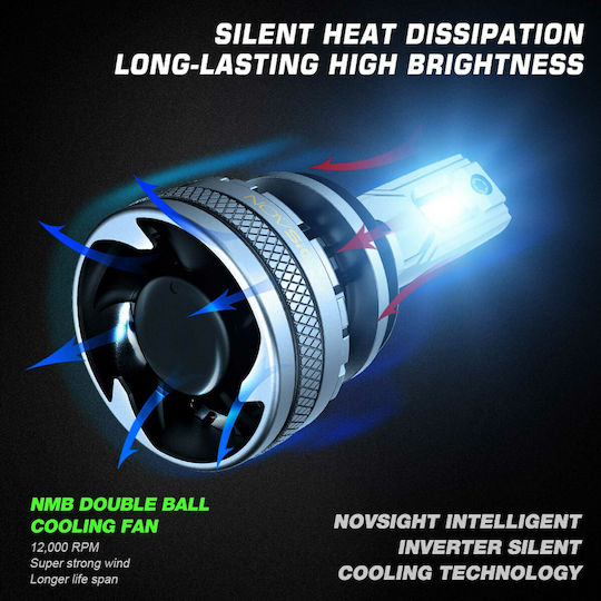 NovSight Lamps Car & Motorcycle H11 LED 6500K Cold White 12-24V 120W 2pcs