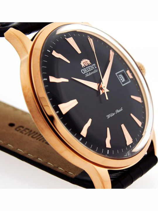 Orient Bambino Ανδρικό Ρολόι 40.5mm Αυτόματο με Μαύρο Δερμάτινο Λουράκι