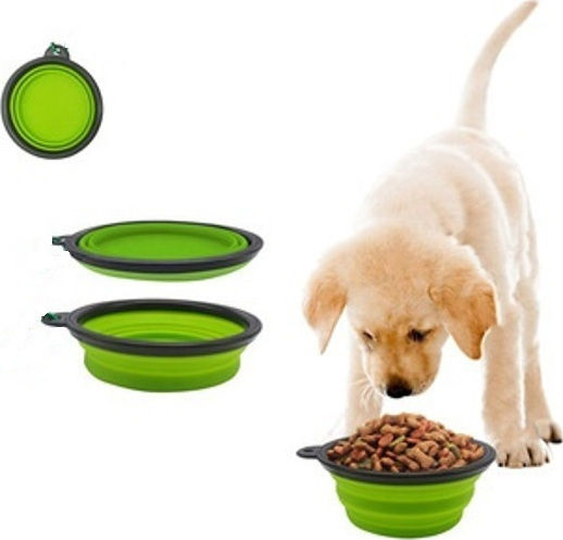 Nunbell Pet Bowl Silicone Food & Water for Dog & Cat 400ml 17.78cm in Green Color