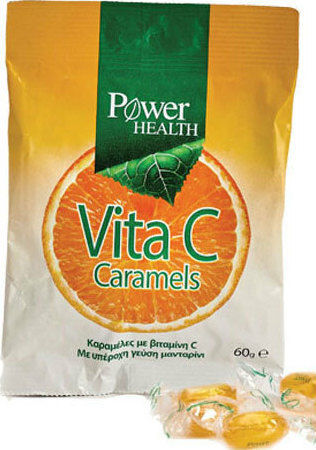 Power Health Vita C Καραμέλες για Ξηρό Βήχα χωρίς Γλουτένη Μανταρίνι 60gr 1τμχ