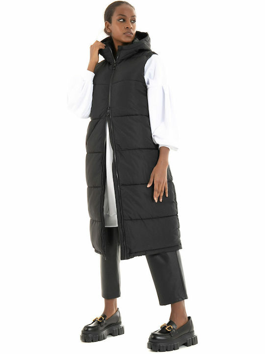 Women's Long Puffer Jacket for Winter Black