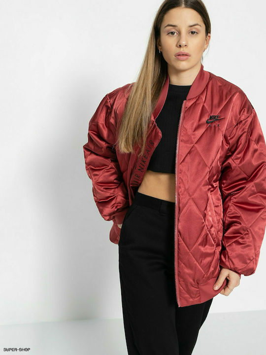 Κοντό Γυναικείο Bomber Jacket Κόκκινο