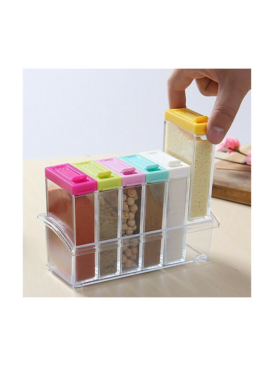 Plastic Tabletop Spice Rack with Stand Transparent 6pcs