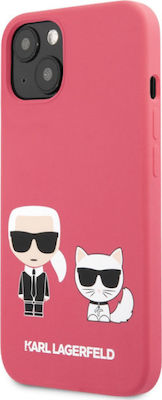 Karl Lagerfeld Karl & Choupette Umschlag Rückseite Silikon Rosa (iPhone 13) KLHCP13MSSKCP