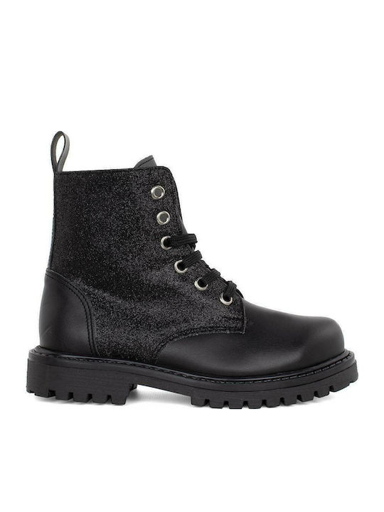 1840 Anatomical Leather Kids Boots with Zipper Black