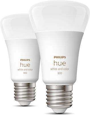Philips Smart Λάμπες LED 6.5W για Ντουί E27 και Σχήμα A60 RGBW 806lm Dimmable 2τμχ