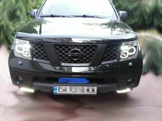 Предни светлини Ангелски очи LED за Nissan Navara / Pathfinder Черно 2005-2009 1бр