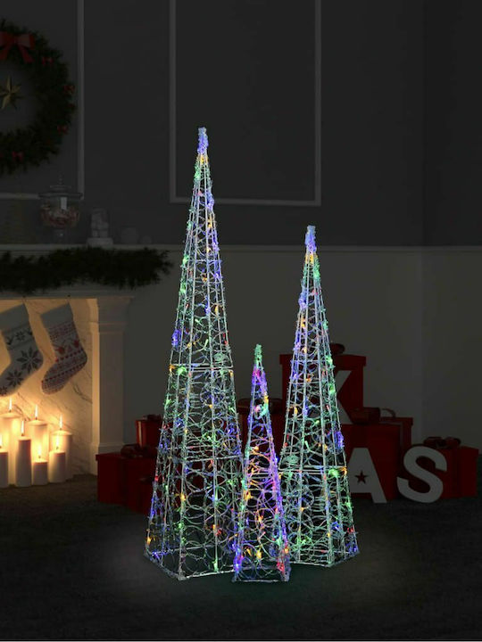 vidaXL Christmas Decorative Illuminated Plastic Tree Cone Yes Battery 3pcs