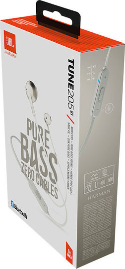JBL T205BT Earbud / In-ear Bluetooth Handsfree Ακουστικά Χρυσά