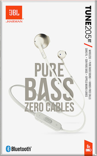 JBL T205BT Earbud / In-ear Bluetooth Handsfree Ακουστικά Χρυσά