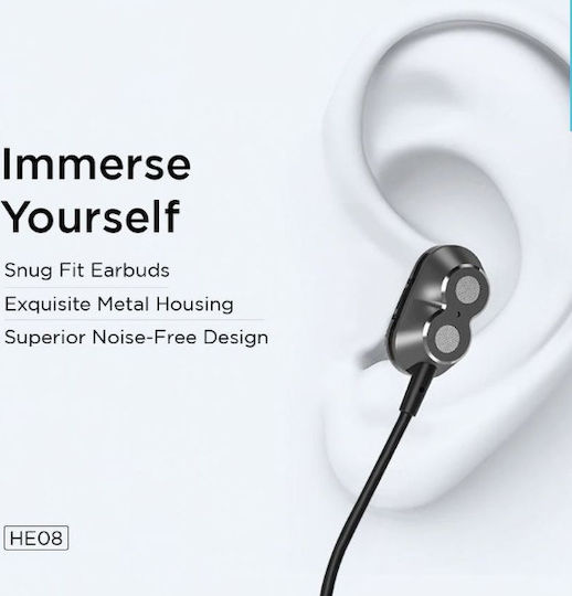 Lenovo HE08 In-ear Bluetooth Handsfree Ακουστικά Μαύρα