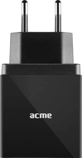 Acme Φορτιστής Χωρίς Καλώδιο με 2 Θύρες USB-A 17W Μαύρος (CH205)