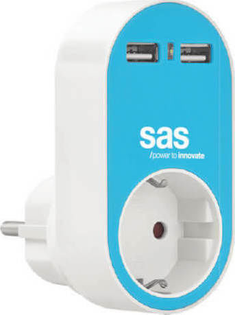 SAS Зарядно без кабел с 2 USB-A порта Син (Go Multi)