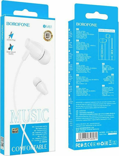Borofone BM61 In-ear Handsfree με Βύσμα 3.5mm Λευκό