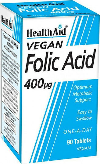 Health Aid Acid Folic Βιταμίνη για την Υγεία του Νευρικού Συστήματος 400mcg 90 ταμπλέτες