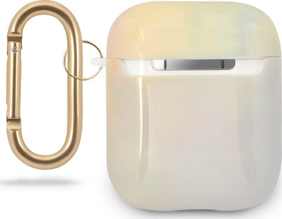 Guess T&D Gold Triangle Hülle Silikon mit Haken in Rosa Farbe für Apple AirPods