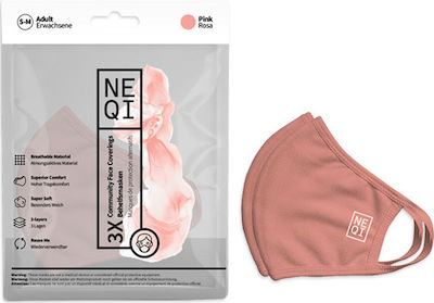 Neqi Re-Useable Face Masks Pink Schutzmaske Stoff Klein Rosa 3Stück