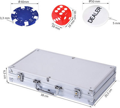 HomCom Set 300 Poker Chips in Suitcase with 2 Decks