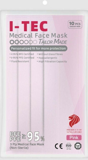 i-tec Face Mask single-use 3ply Protective Mask Non-Reusable Surgical Pink 10pcs