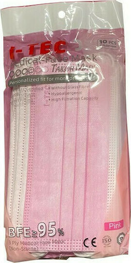 i-tec Face Mask single-use 3ply Protective Mask Non-Reusable Surgical Pink 10pcs