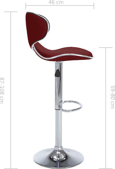 Scaune Bar cu Spătar & Înălțime Reglabilă Burgundia 2buc 50x46x87-108buc