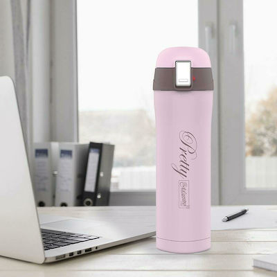 Maestro MR-1643 Bottle Thermos Stainless Steel Pink 400ml with Mouthpiece MR-1643-40C