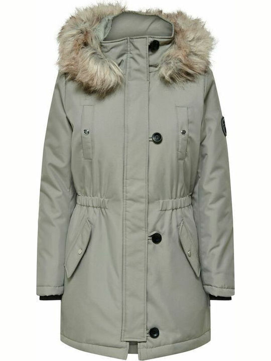 Iris Women's Long Parka Jacket for Winter with Hood Shadow