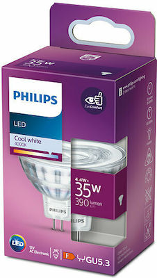 Philips LED Bulbs for Socket GU5.3 and Shape MR16 Natural White 390lm 1pcs