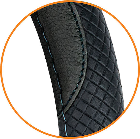 Cartech Car Steering Wheel Cover CT4 with Diameter 38cm made of Leatherette Black