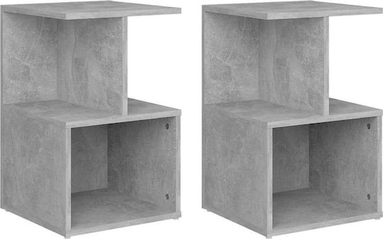 Комоди Дървени Сив бетон 2бр 35x35x55см