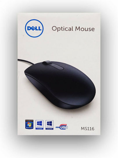 Dell MS116 Ενσύρματο Ποντίκι Μαύρο