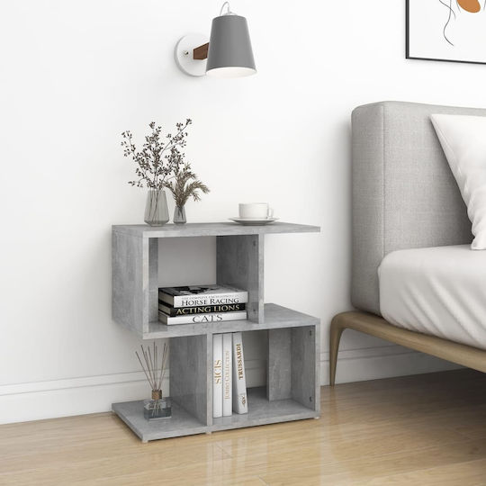 Wooden Gray Bedside Table Concrete 50x30x51.5cm