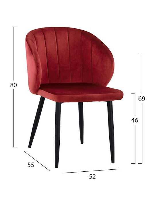 Duane Dining Room Velvet Armchair Red 52x55x80cm 2pcs