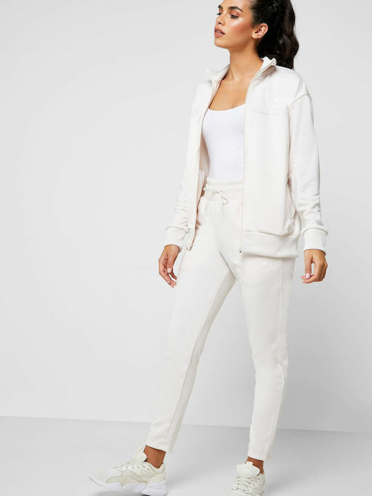 Classics Poly Track Women's Short Sports Jacket for Winter with Hood White