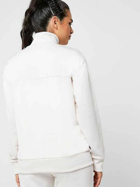 Classics Poly Track Women's Short Sports Jacket for Winter with Hood White