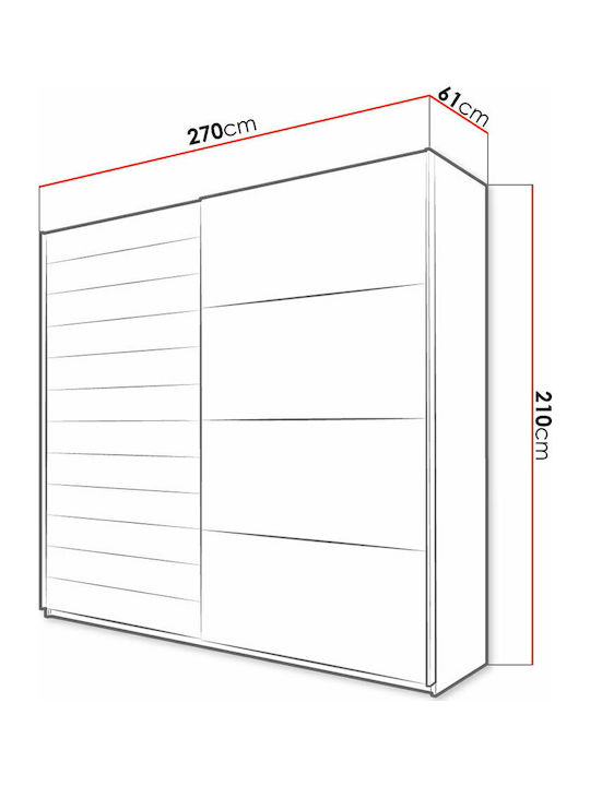 Ușă dublă Dulap de Haine Glisare Kappa 270x61x210cm