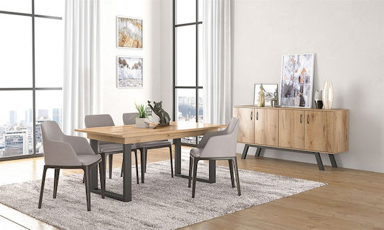 Νο 7 Tisch Speisesaal Ausziehbar Holz mit Metallgestell Ink 150(+30)x90x78cm