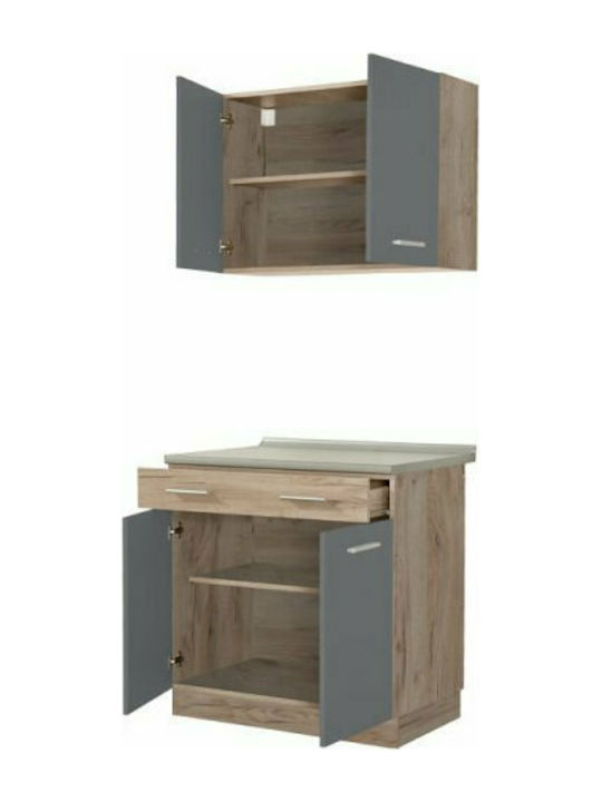 Dalila Kitchen Cabinet Set Wall & Floor Grey Oak / Grey 80x60x200pcs