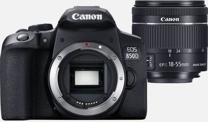 Canon DSLR Φωτογραφική Μηχανή EOS 850D Crop Frame Kit (EF-S 18-55mm F4-5.6 IS STM) Black